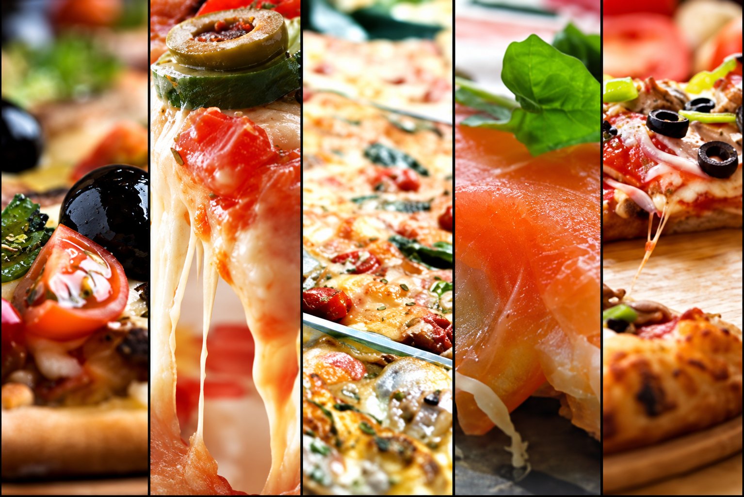 Pizzica pizzaszeletek és friss alapanyagok közelről